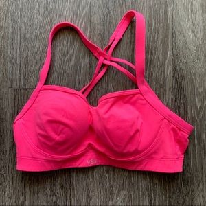 VS Pink Sports Bra Bright Pink Cross Back Size 32B
